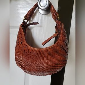 Cole Haan Cognac woven leather handbag